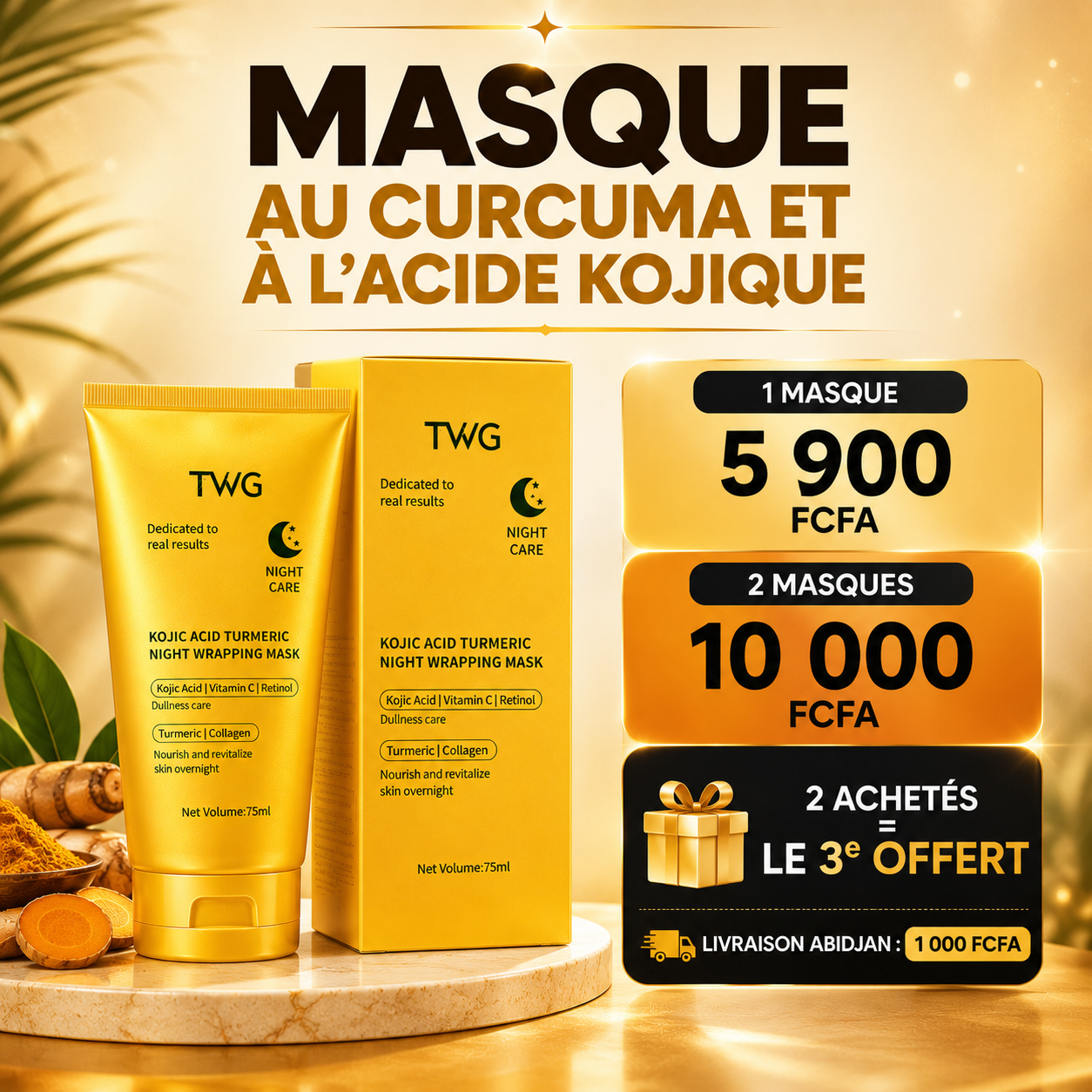 Masque au curcuma et à l'acide kojique