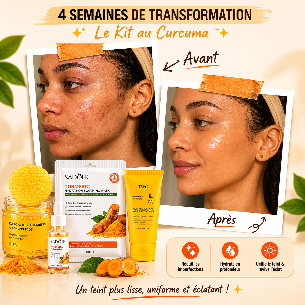 La meilleur routine jour et nuit au curcuma ( Abidjan )